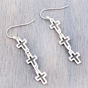 Triple Cross Dangling Earrings